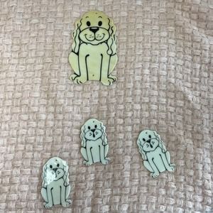 Vintage 1970s Kitchy novelty Dog Cream White Glass Windchime Home Decor